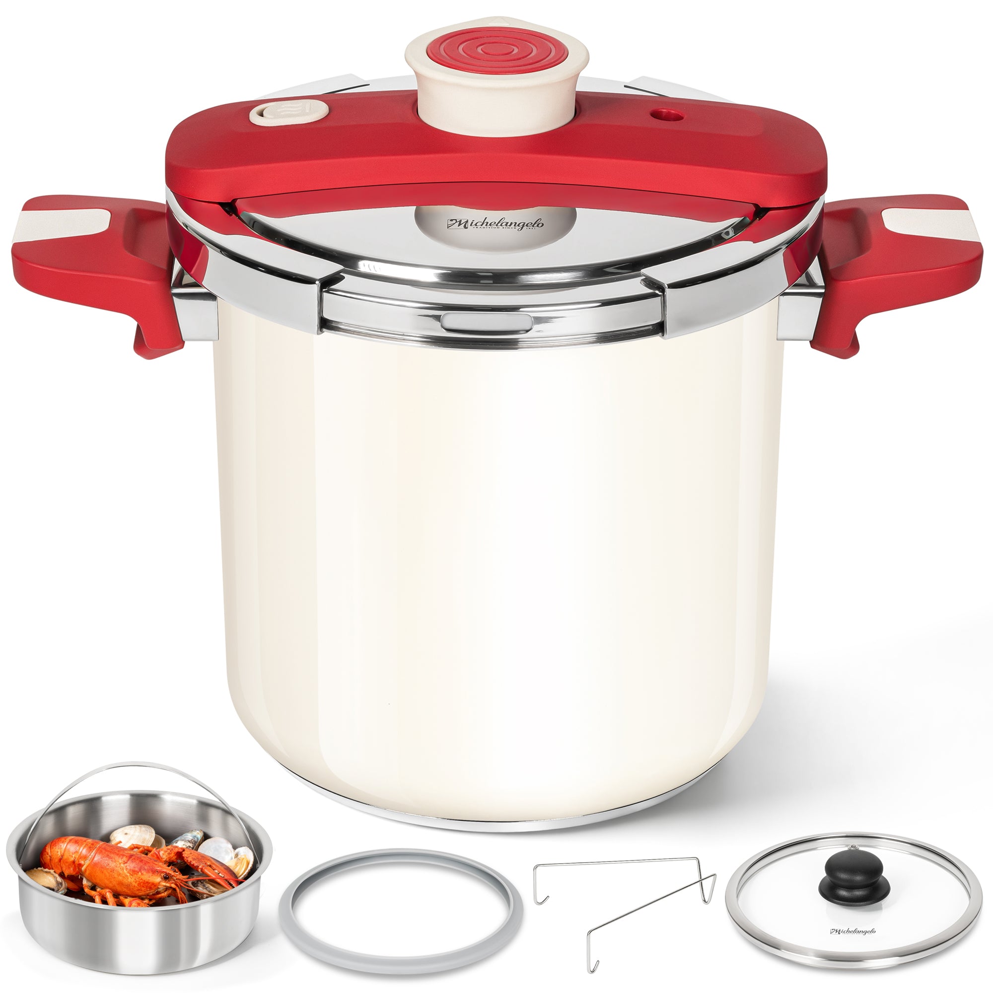 MICHELANGELO Pressure Cooker Stainless Steel 6.3 Quart, 3-in-1 Pressure Pot