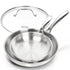MICHELANGELO Stainless Steel Frying Pan Set with Lid, 8" 10" Cooking Pan set with Triply Base