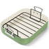 MICHELANGELO Nonstick Ceramic Roasting Pan with Rack，15 Inch x 13 Inch - Green