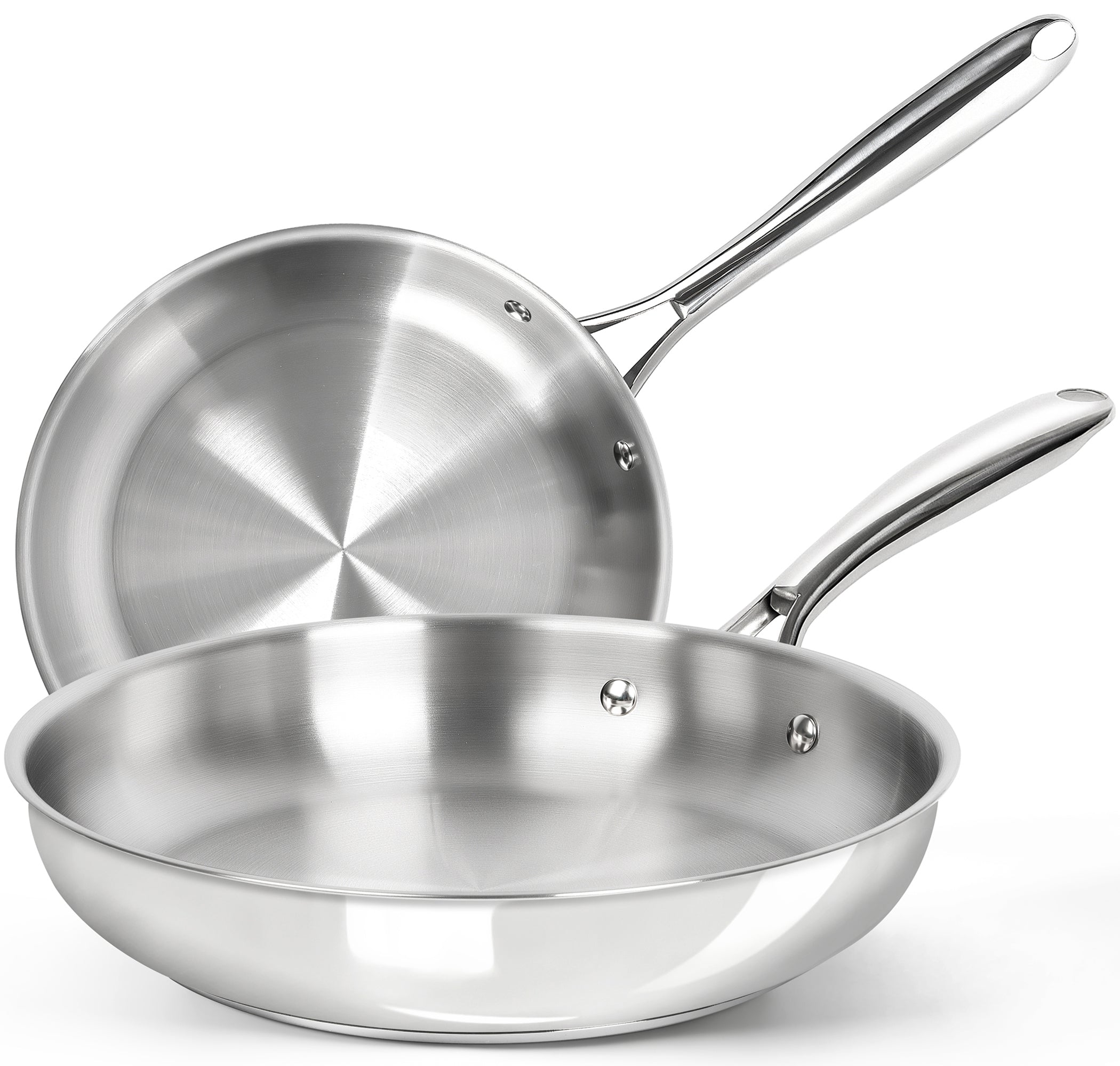 MICHELANGELO Stainless Steel Frying Pan Set, 8" 10" Cooking Pan set with Triply Base