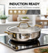 MICHELANGELO 12-Inch Tri-Ply Stainless Steel Saute Pan with Glass Lid, 6 QT