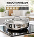 MICHELANGELO 6 QT Tri-Ply Stainless Steel Saute Pan with Glass Lid, 12-Inch