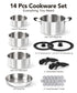 Michelangelo 14pcs Tri-Ply Stainless Steel Cookware Set with Detachable Handle