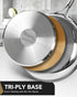 MICHELANGELO Stainless Steel Frying Pan Set, 8" 10" Cooking Pan set with Triply Base