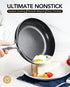 MICHELANGELO Non Stick Frying Pan with Lid, Non Toxic Ceramic Skillet, Black