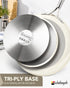 MICHELANGELO 18/10 Stainless Steel Frying Pan Set, 8" / 9.5" / 11" Cooking Pans- Beige