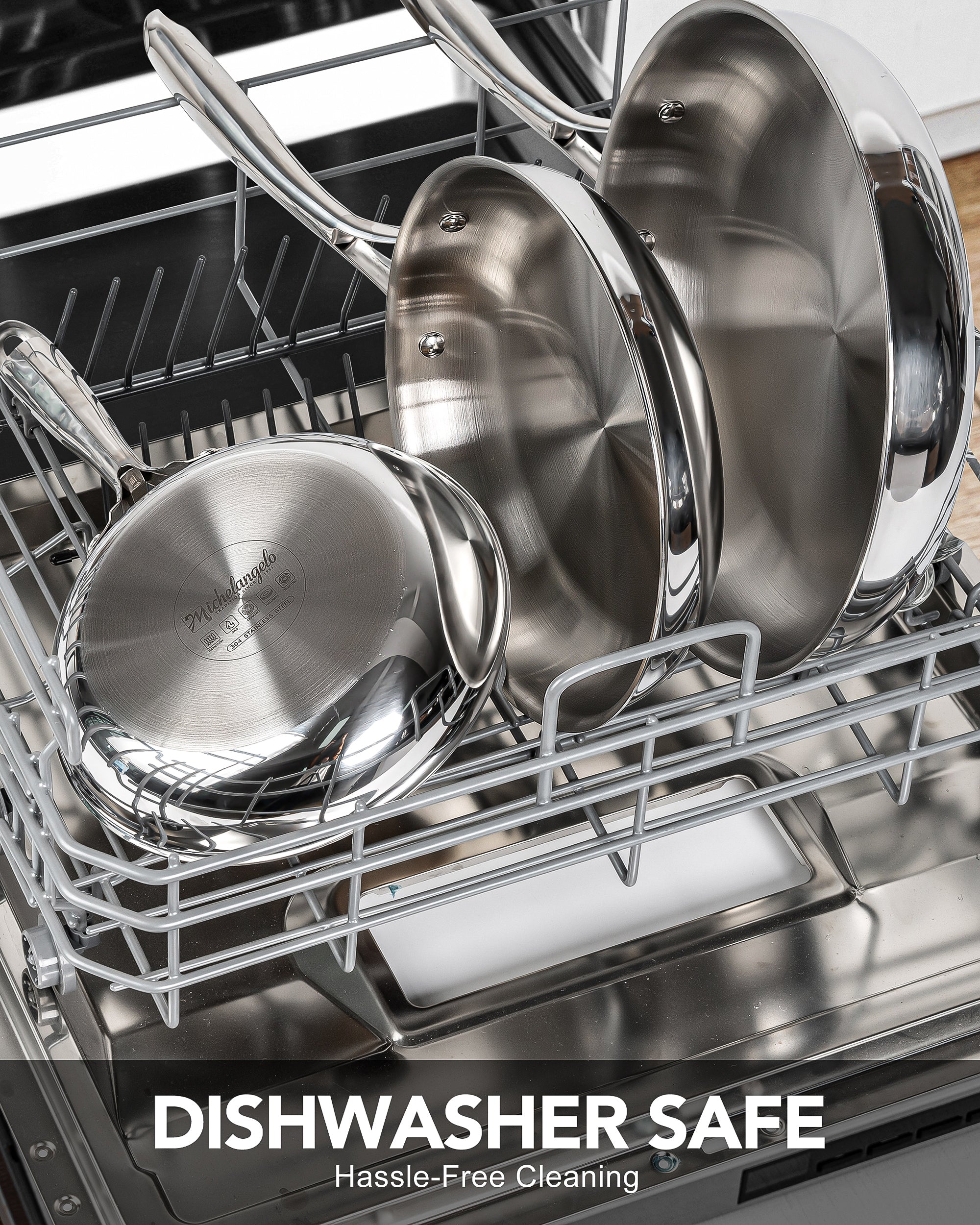 MICHELANGELO Tri-Ply Stainless Steel Frying Pan Set, 8" 9.5" 11" Skillets