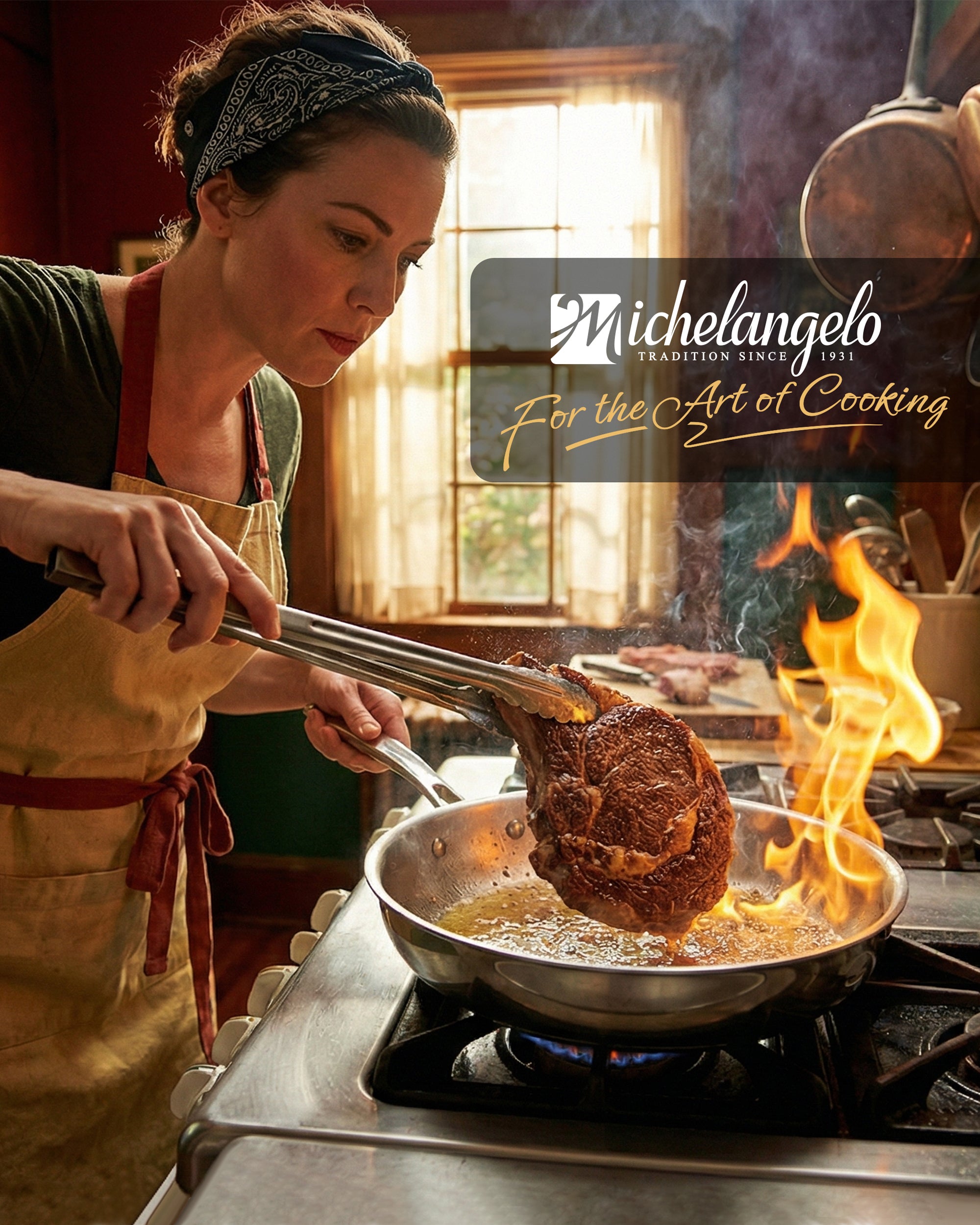 MICHELANGELO Tri-Ply Stainless Steel Frying Pan Set, 8" 9.5" 11" Skillets