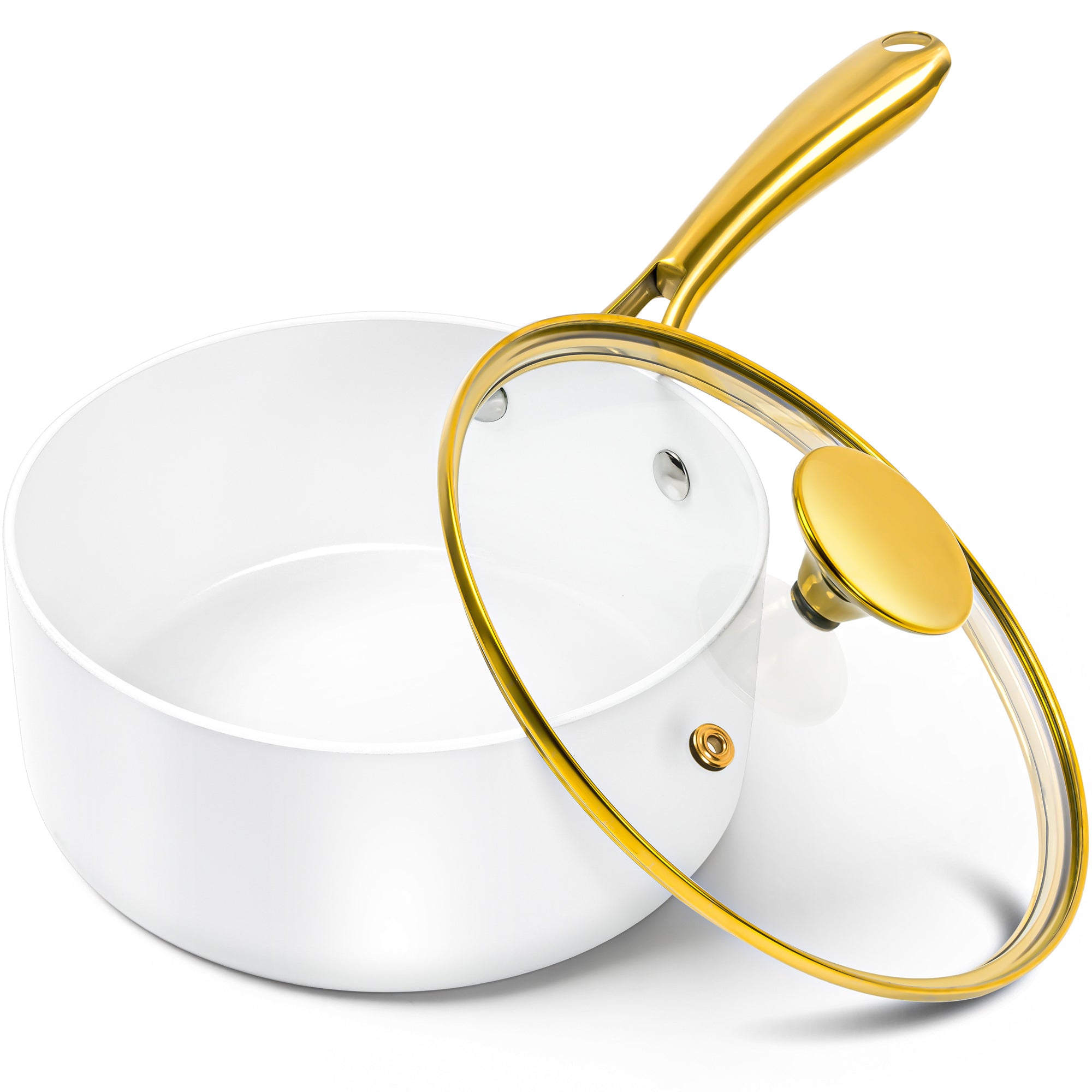 MICHELANGELO Nonstick Saucepan with Lid, Non-Toxic Ceramic Sauce Pan with Ergonomic Handle