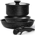MICHELANGELO Pots and Pans Set Detachable Handle, 5Pcs, Black