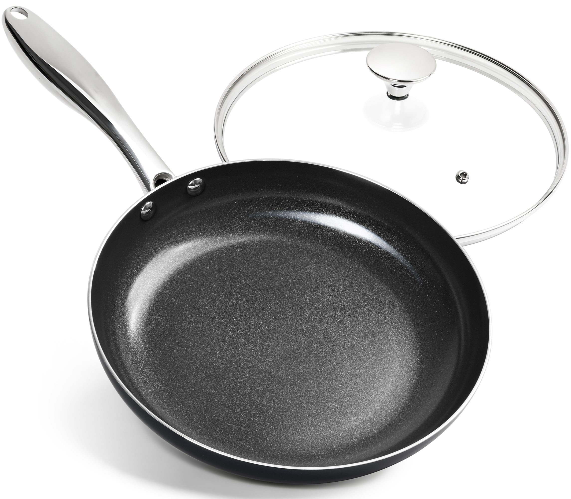 MICHELANGELO Non Stick Frying Pan with Lid, Non Toxic Ceramic Skillet, Black