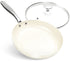 MICHELANGELO Non Stick Frying Pan with Lid, Non Toxic Ceramic Skillet, White