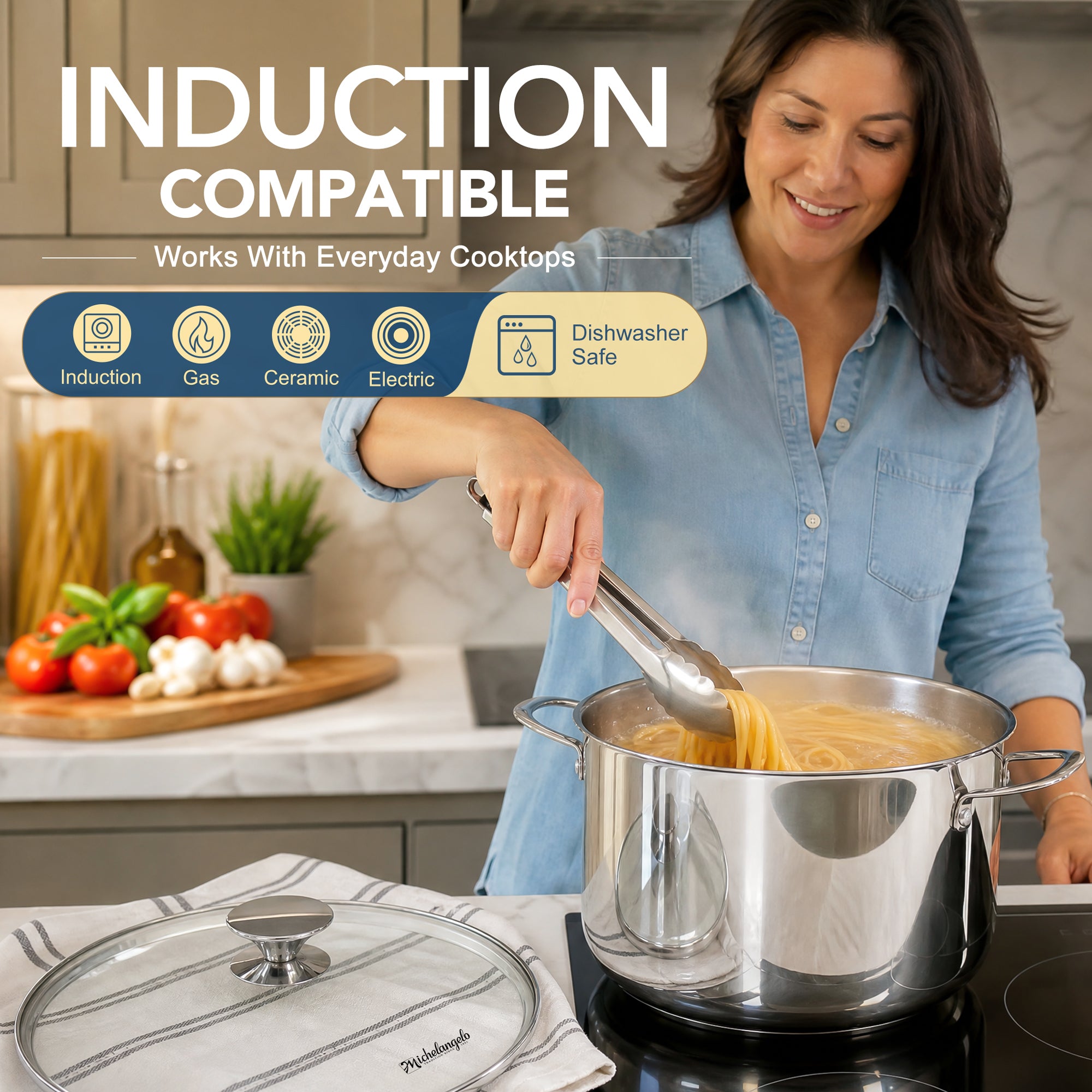 MICHELANGELO Stainless Steel Pots and Pans Set, 6-Piece Cookware Set