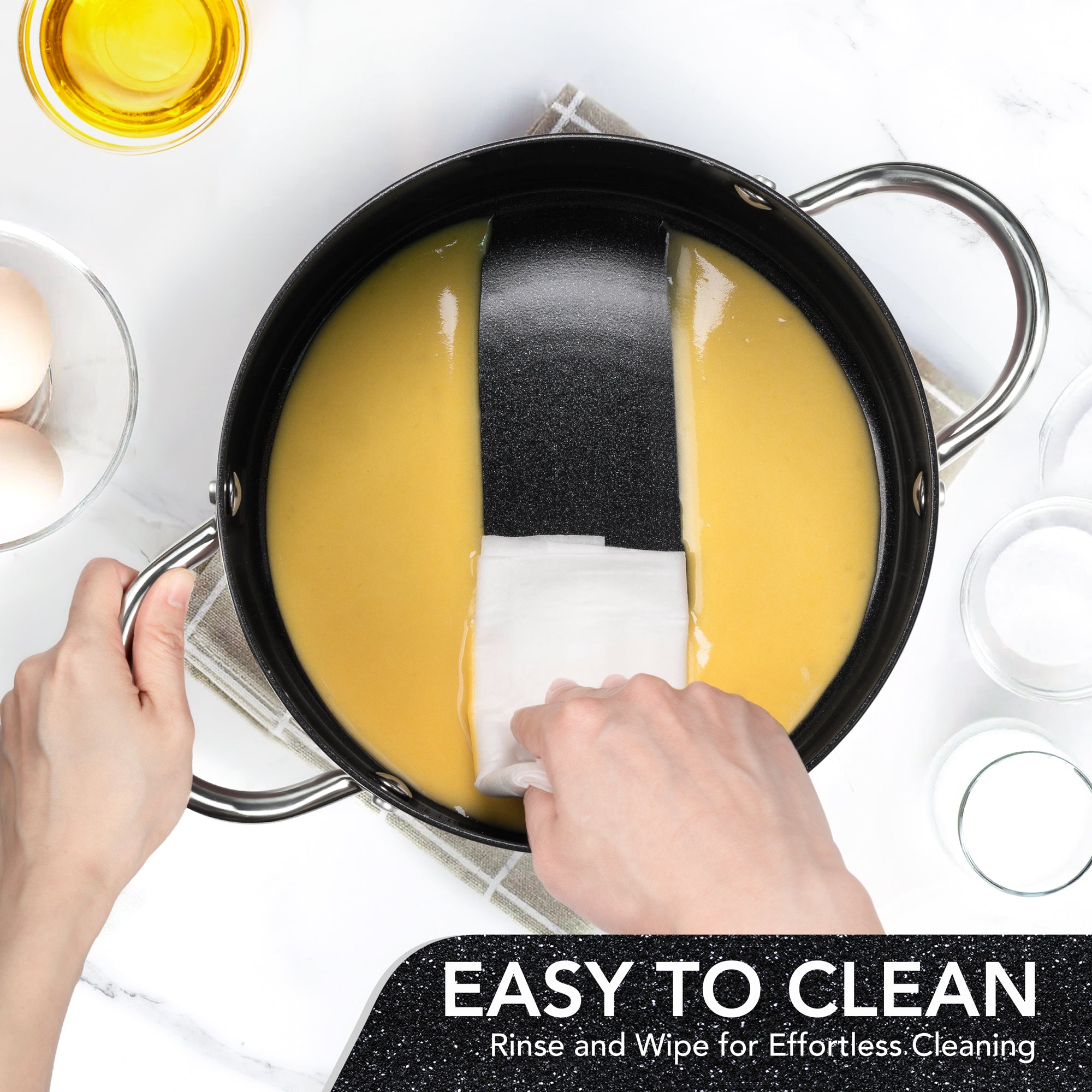 MICHELANGELO Stock Pot with Lid Non Stick Ceramic Coating Soup Pot Black