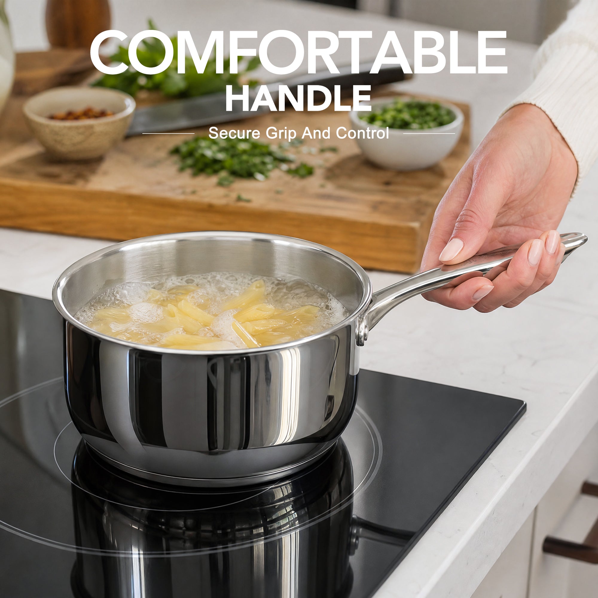 MICHELANGELO Stainless Steel Pots and Pans Set, 6-Piece Cookware Set