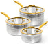 Michelangelo Luxury Hammered Triply Stainless Steel Saucepan Set,1.5QT & 2QT & 3QT