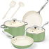 MICHELANGELO Pots and Pans Set Non Stick - Ceramic Cookware Set Non Toxic, Green