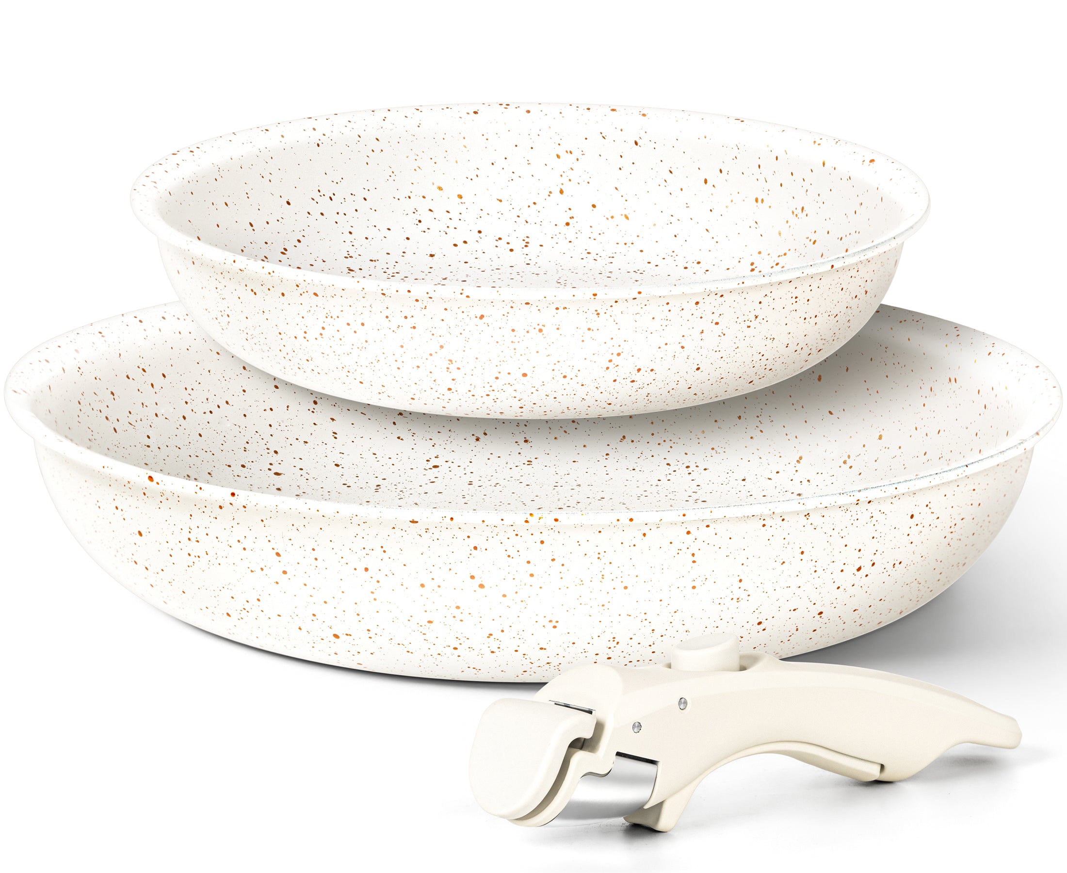 MICHELANGELO Nonstick Frying Pan Set Removable Handle, 8" and 10"，White