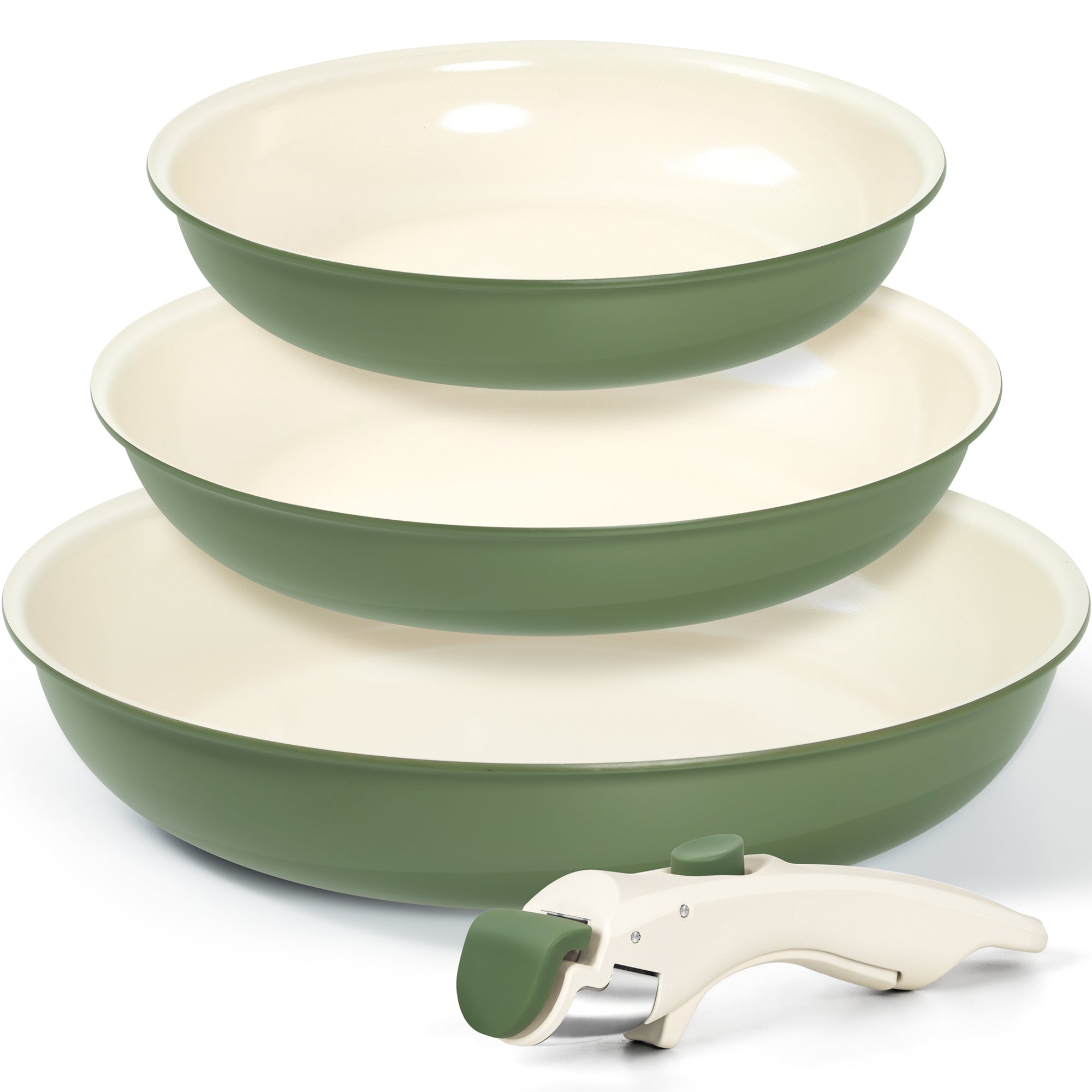 MICHELANGELO Nonstick Frying Pan Set Removable Handle, 8" 9.5" and 11" Frying Pans, Green