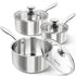 MICHELANGELO 1Qt & 2Qt Tri-ply Stainless Steel Saucepan Set, Small Cooking Pots with Tempered Glass Lids