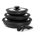 MICHELANGELO Nonstick Frying Pan Set with Lid, 8" 9.5" and 11" Fry Pans with Detachable Handle,Black