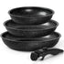 MICHELANGELO Nonstick Frying Pan Set Removable Handle, 8" 9.5" and 11", Black