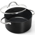 MICHELANGELO Stock Pot with Lid Non Stick Ceramic Coating Soup Pot Black