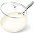 MICHELANGELO Non Stick Frying Pan with Lid, Non Toxic Ceramic Skillet, White