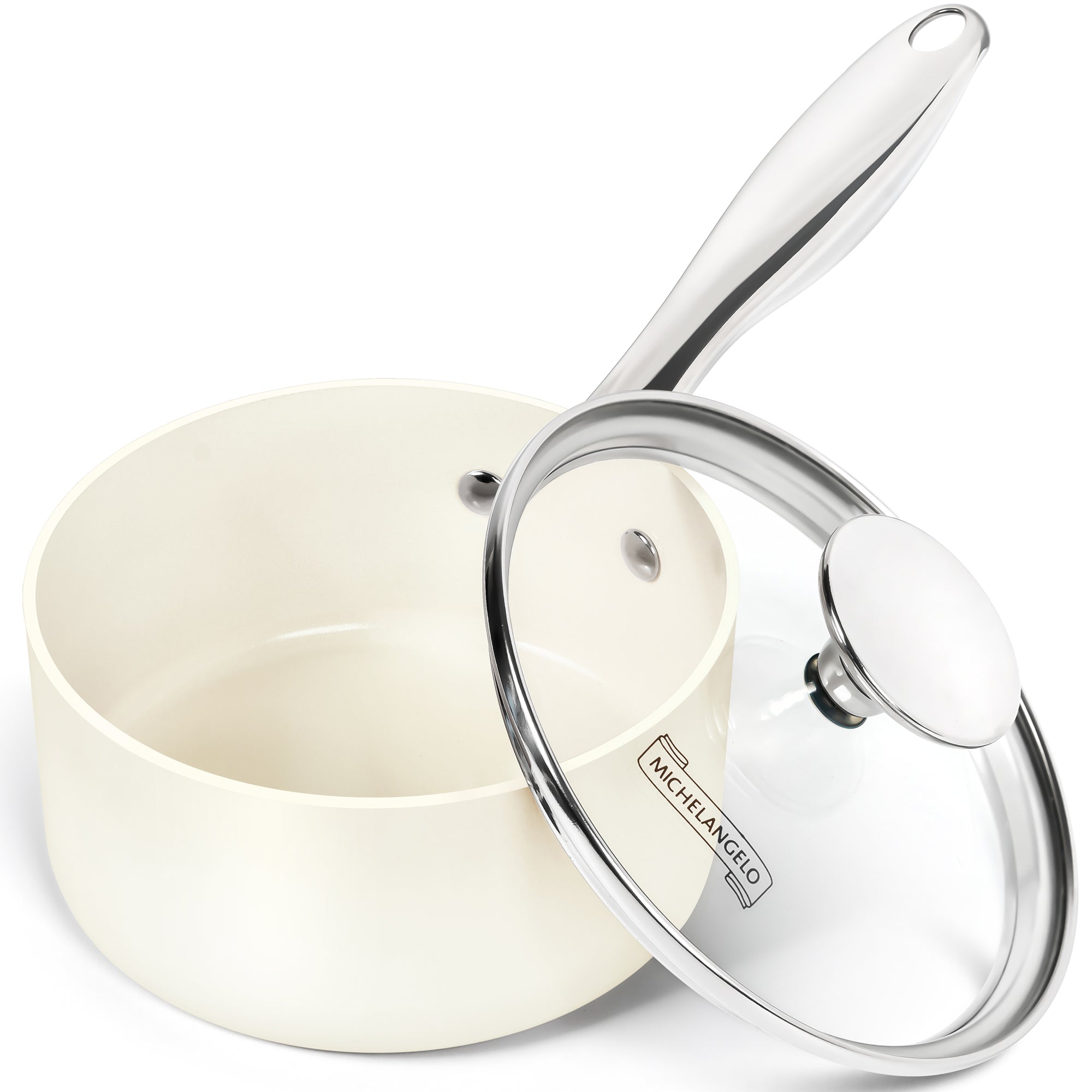 MICHELANGELO Sauce Pan with Lid,1 Quart Saucepan with Stainless Steel Handle