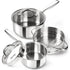 MICHELANGELO Stainless Steel Sauce Pot Set with Steamer 5Pcs, 18/10 Saucepan Set with Pour Spout & Strainer Glass Lids 1QT & 2QT