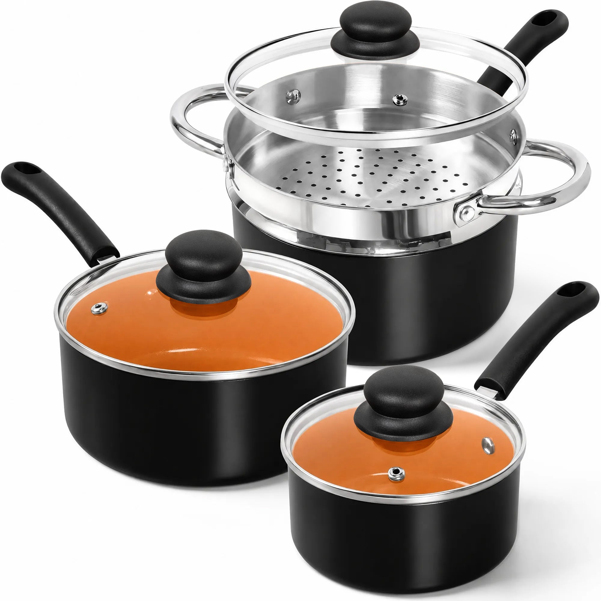 MICHELANGELO 1QT& 2QT & 3QT Ceramic Saucepan With Lid