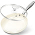 MICHELANGELO Non Stick Frying Pan with Lid, Non Toxic Ceramic Skillet, White