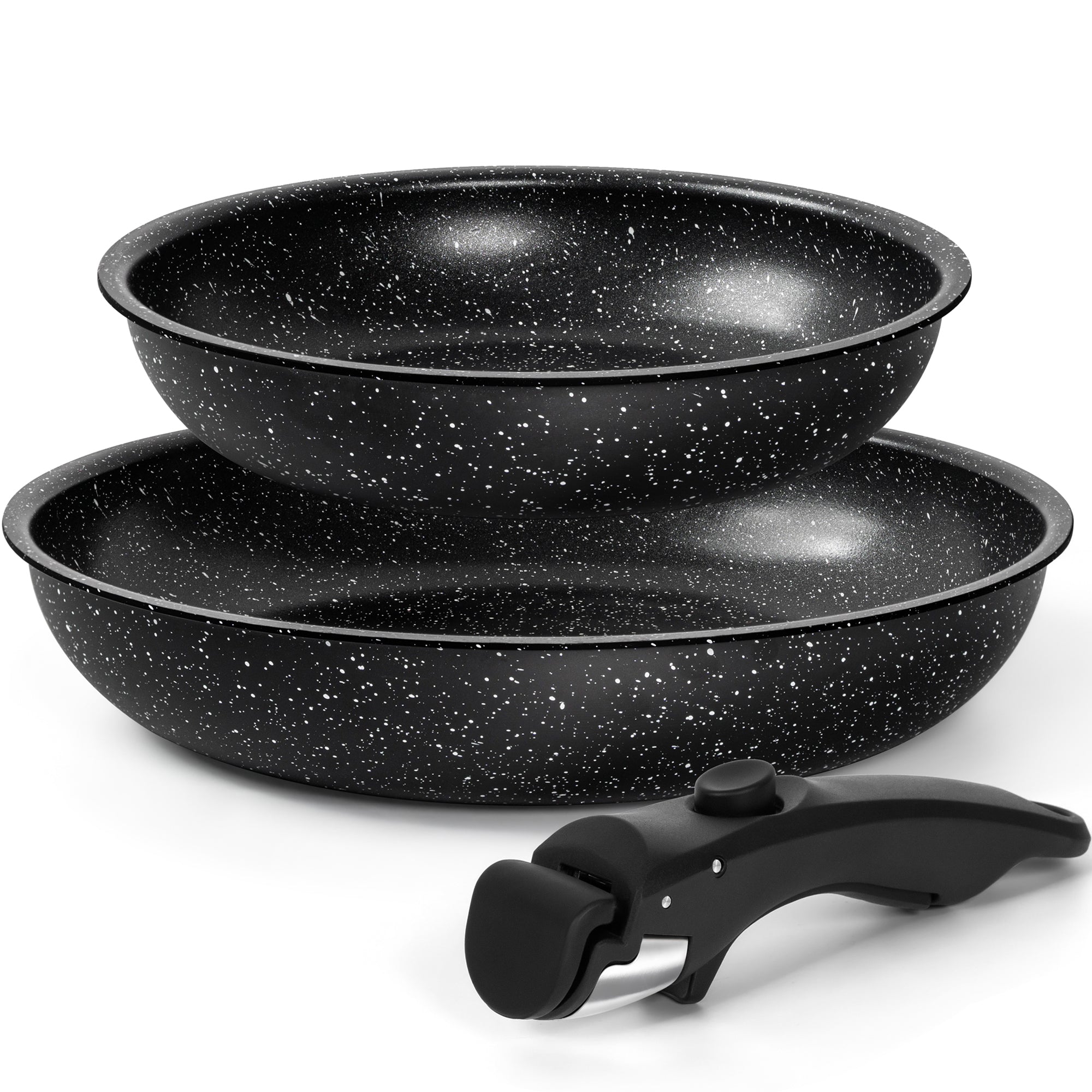 MICHELANGELO Nonstick Frying Pan Set Removable Handle,8" & 10" Fry Pans , Black