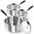 MICHELANGELO Triply Stainless Steel Saucepan with Lid 6 Pcs,Multipurpose Saucepans Set-1QT & 2QT & 3QT