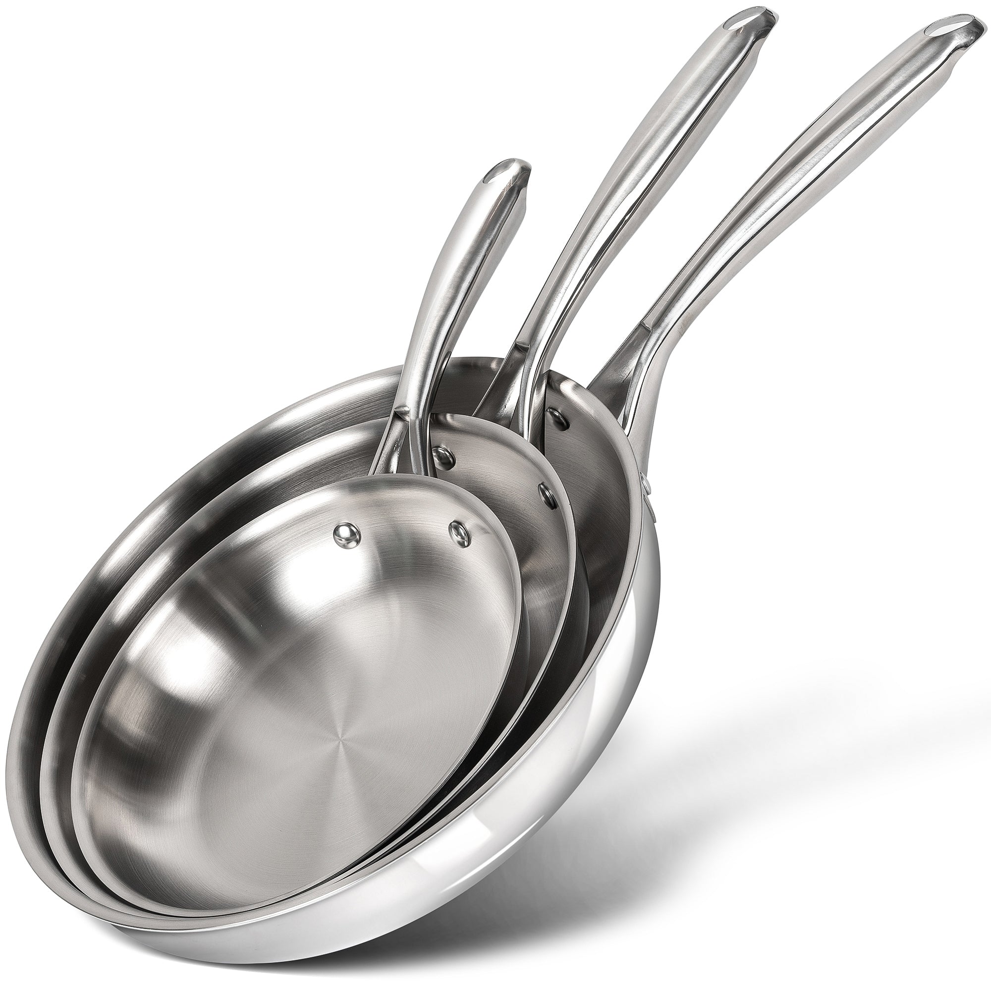 MICHELANGELO Tri-Ply Stainless Steel Frying Pan Set, 8" 9.5" 11" Skillets