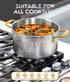 Michelangelo Triply Luxury Hammered Stainless Steel with Lid & Golden Handle Stockpot - 6QT