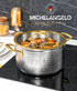 Michelangelo Triply Luxury Hammered Stainless Steel with Lid & Golden Handle Stockpot - 6QT