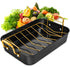 MICHELANGELO Roasting Pan with Rack  Carbon Steel Turkey Roasting Pan& Golden Handle,15 Inch x 11 Inch