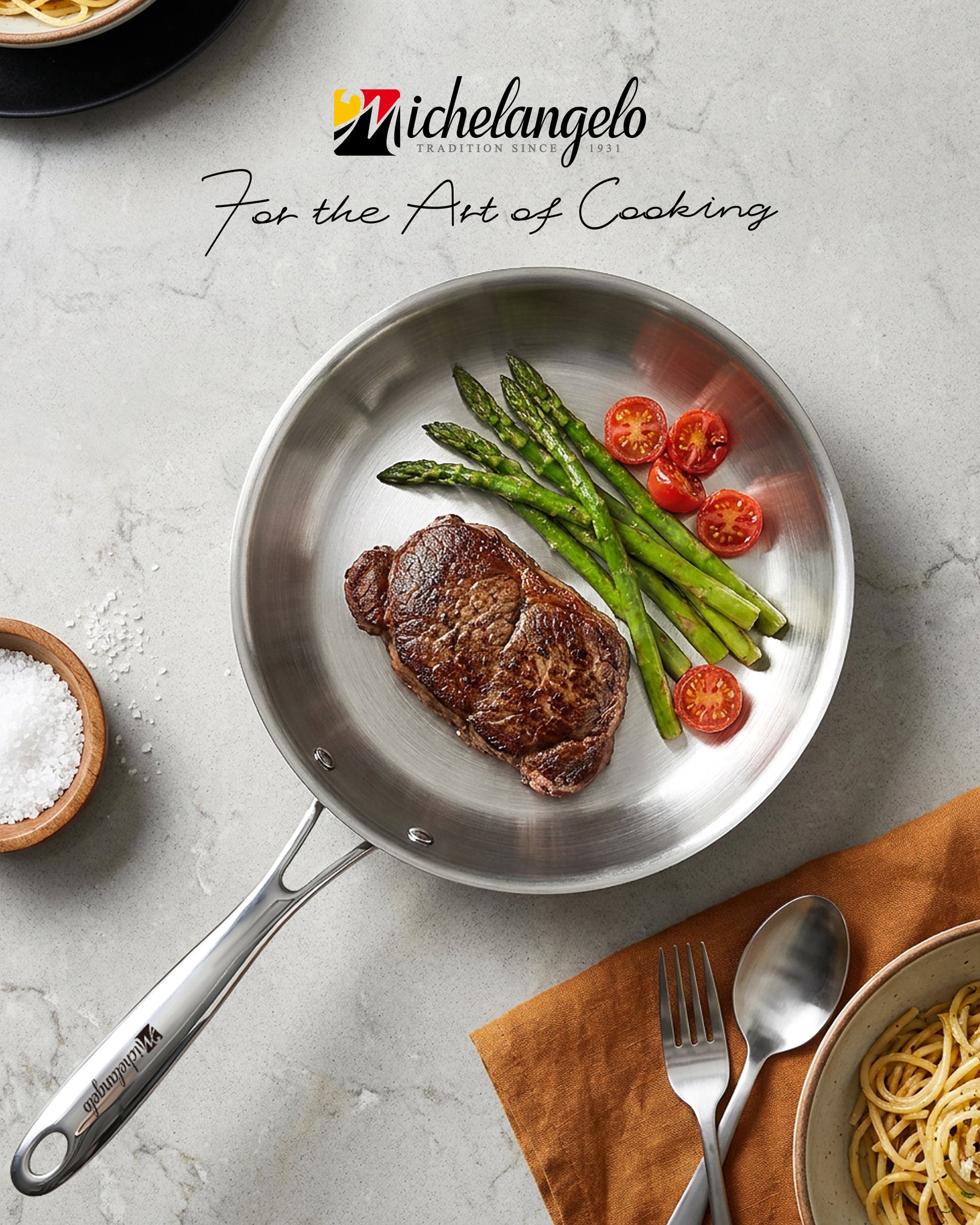 MICHELANGELO Fully Clad Tri-Ply Stainless Steel 8 Inch Frying Pan