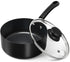 MICHELANGELO Nonstick Saucepan with Lid Ceramic Small Sauce Pan, Black