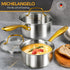 MICHELANGELO Stainless Steel Saucepan with Lid & Pour Spout 1QT & 2QT,Stay-Cool Golden Handles