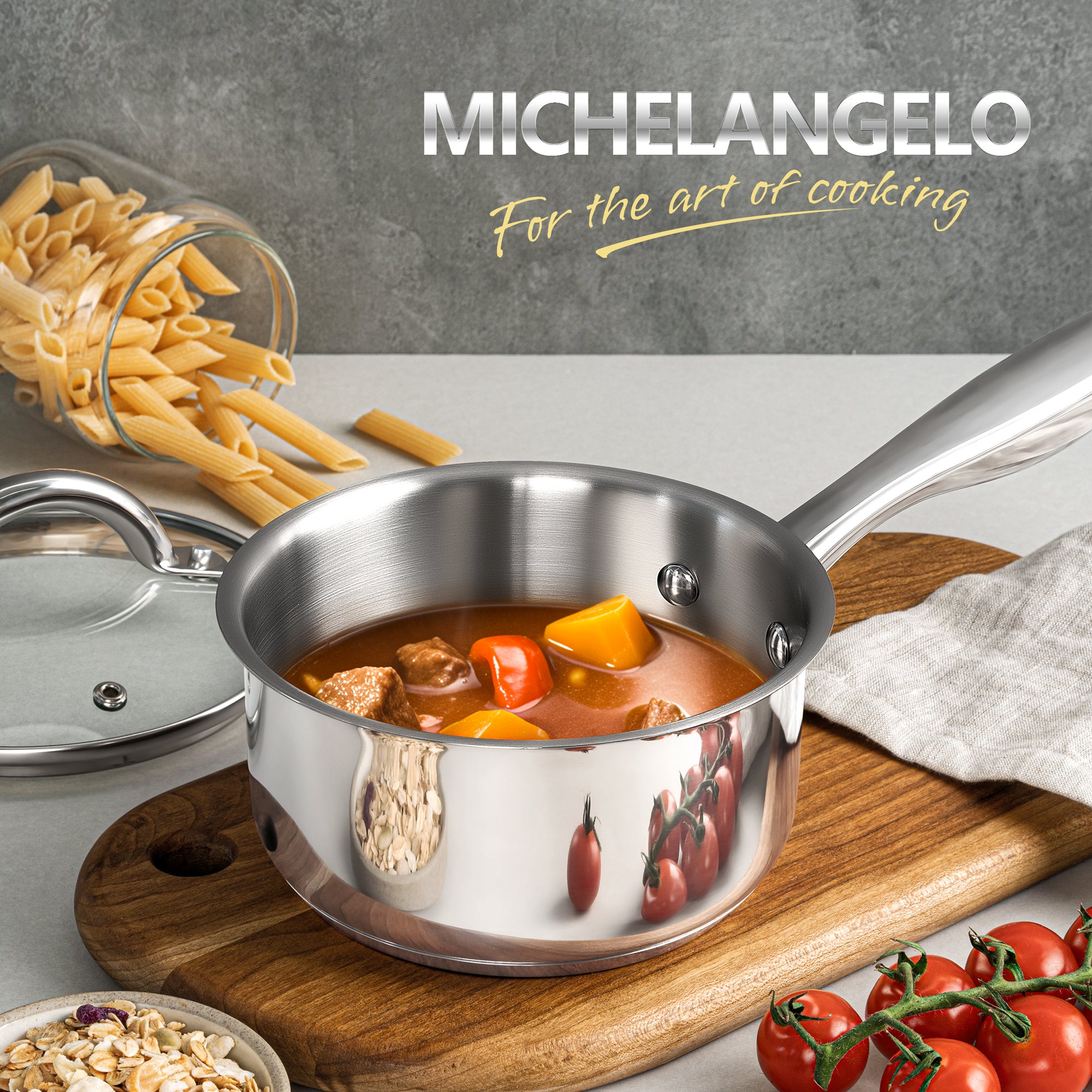 MICHELANGELO Stainless Steel Sauce Pan with Lid