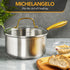 MICHELANGELO Stainless Steel Saucepan with Lid & Pour Spout 3QT,Stay-Cool Golden Handles