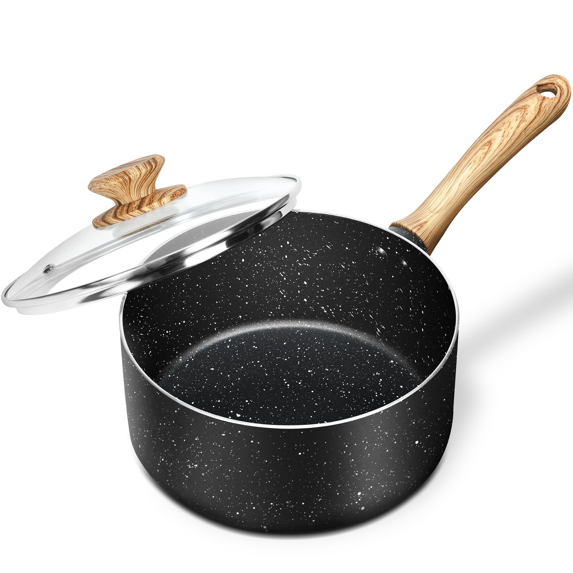 MICHELANGELO Saucepan with Lid, Nonstick 3 Quart Sauce Pan with Granite Coatings