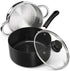 MICHELANGELO Nonstick 3 Quart Saucepan with Lid, Sauce Pan with Steamer, Black