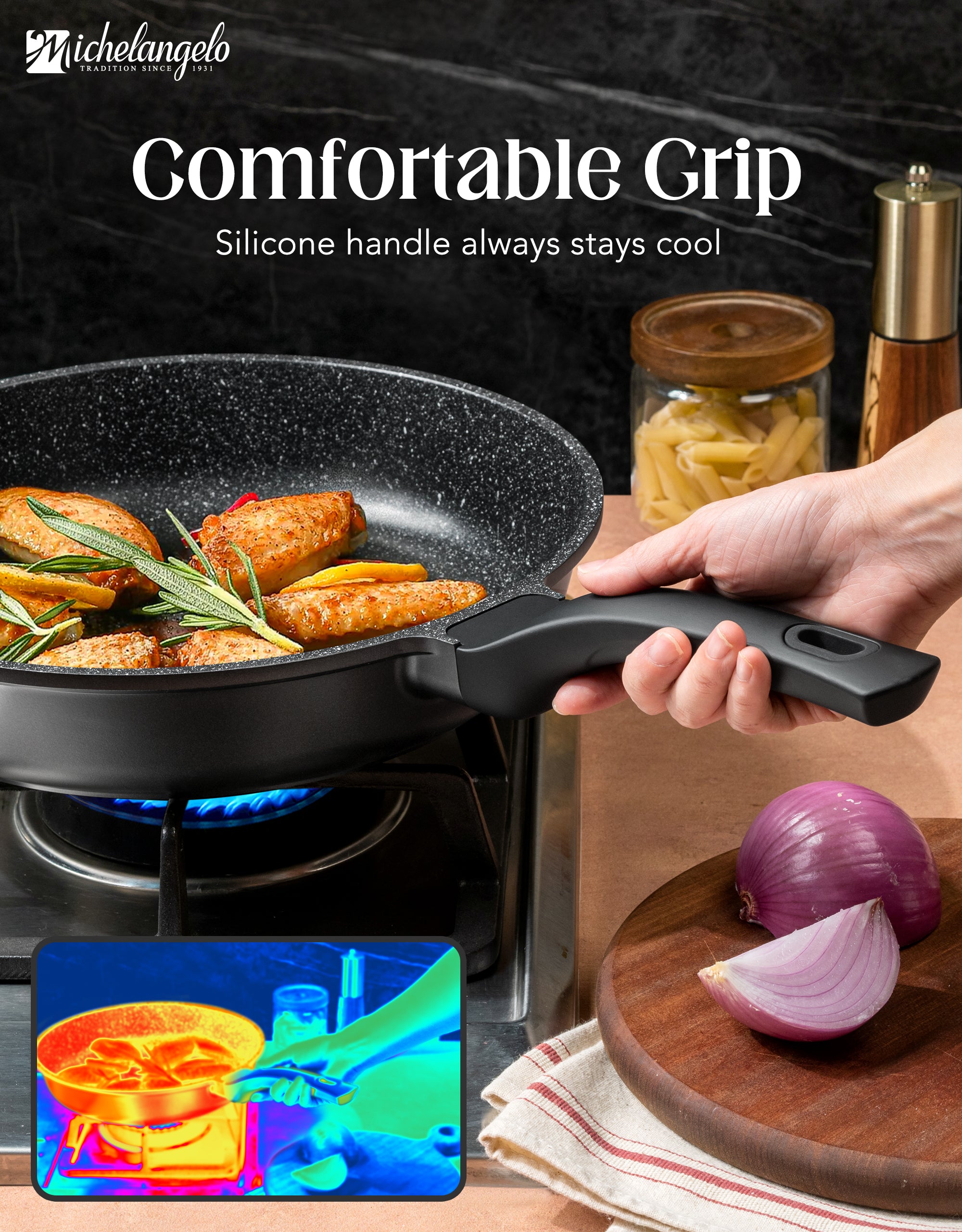 MICHELANGELO Nonstick Frying Pan - Non Stick Small Frying Pan with Silicone Handle