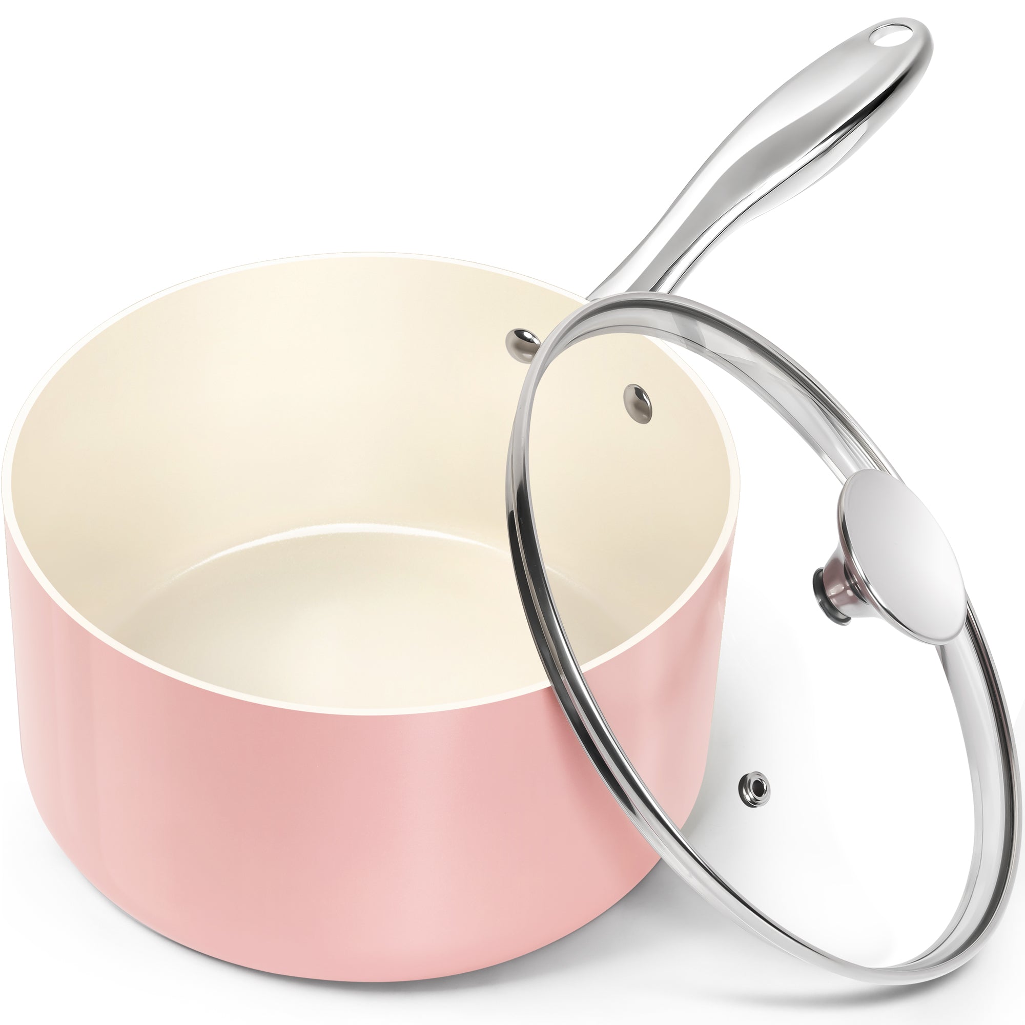 MICHELANGELO Sauce Pan Sets, Ceramic Saucepans with Lid,3Qt