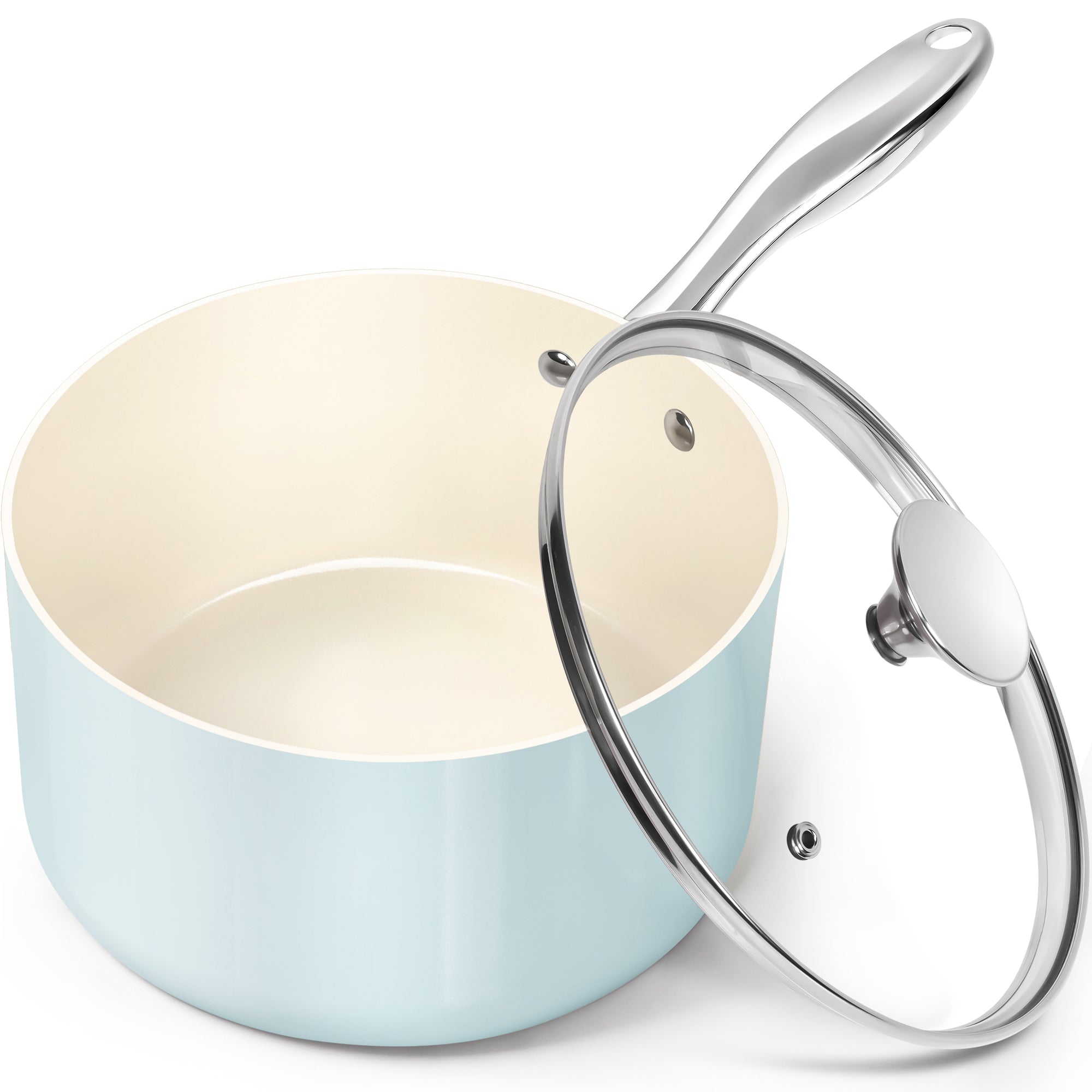 MICHELANGELO Sauce Pan Sets, Ceramic Saucepans with Lid 3Qt
