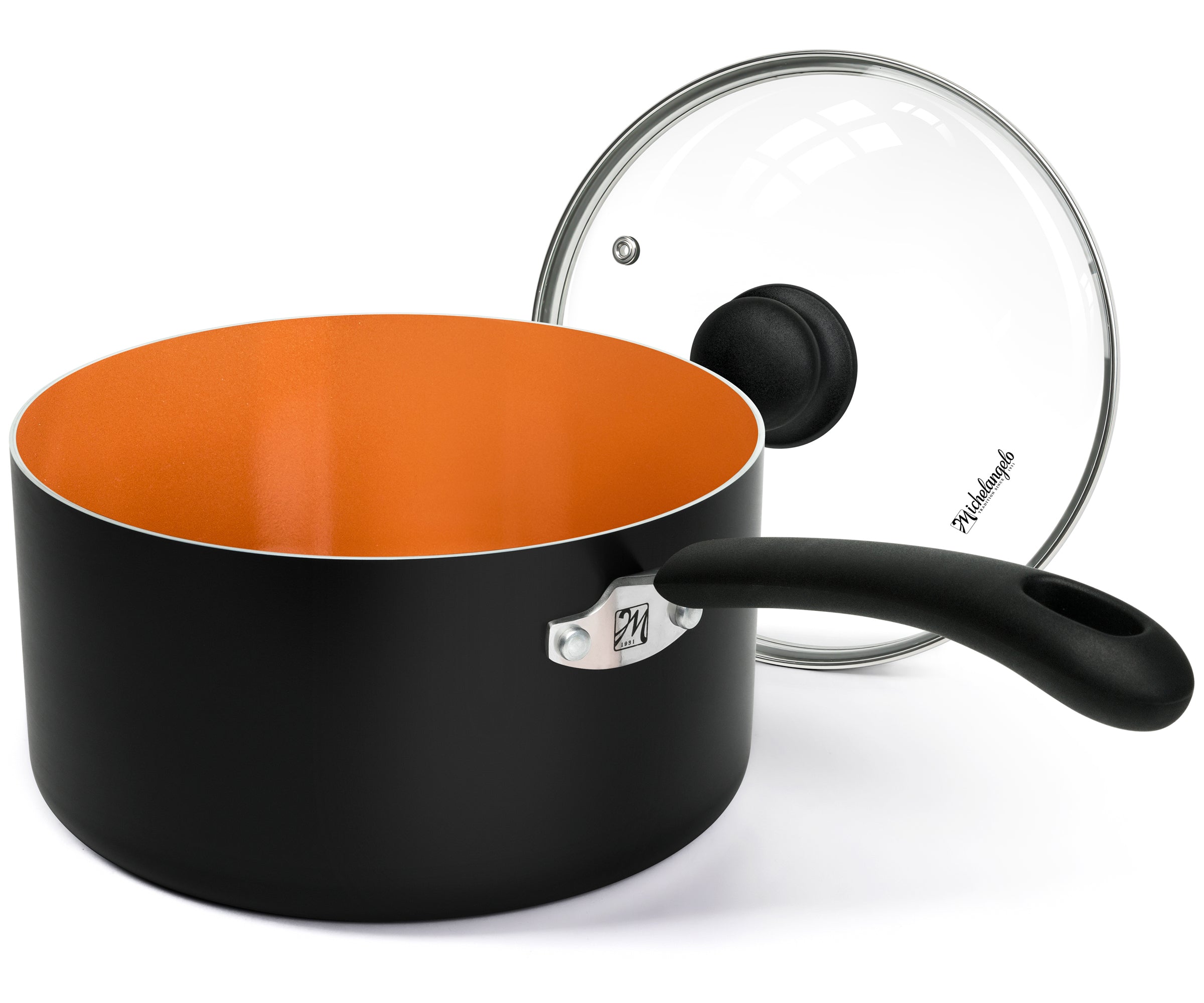 MICHELANGELO 3QT Ceramic Saucepan With Lid