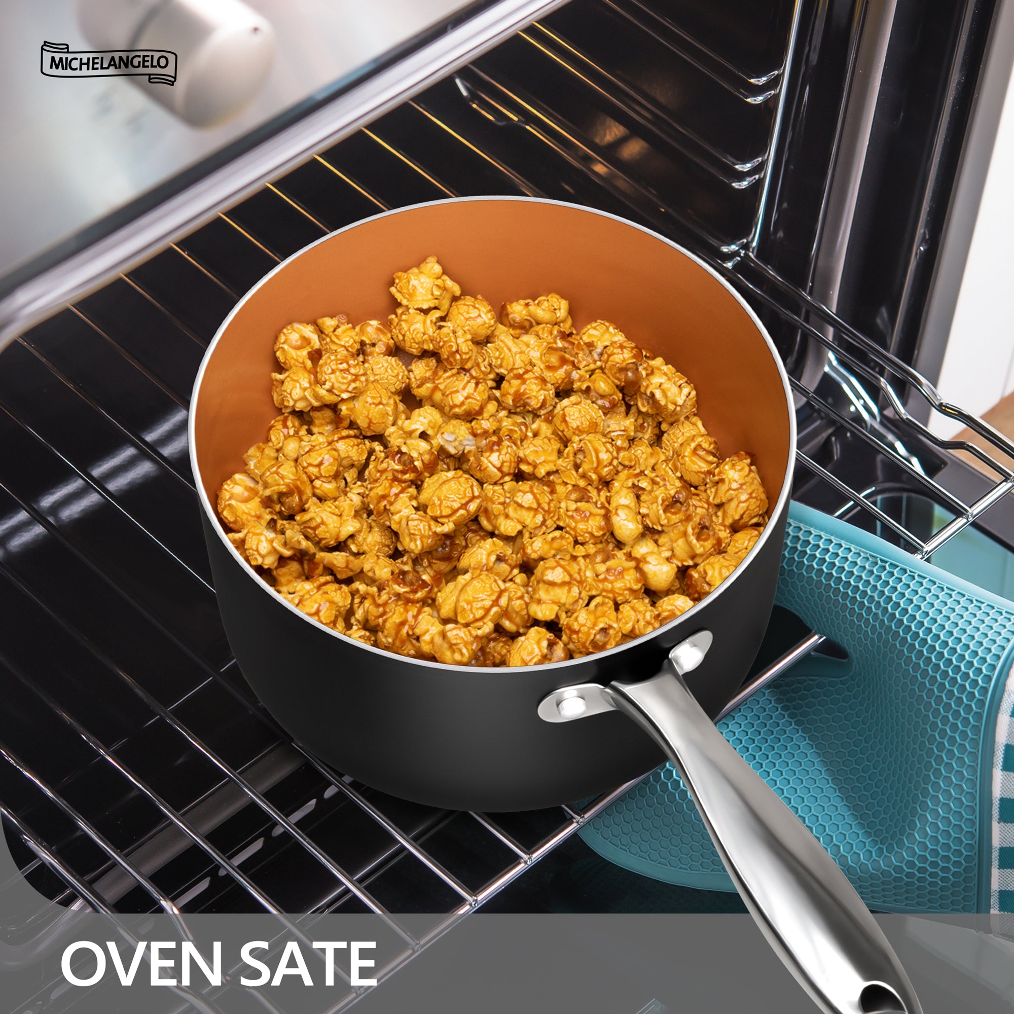 MICHELANGELO 2 Quart Saucepan with Steamer & Glass Lid